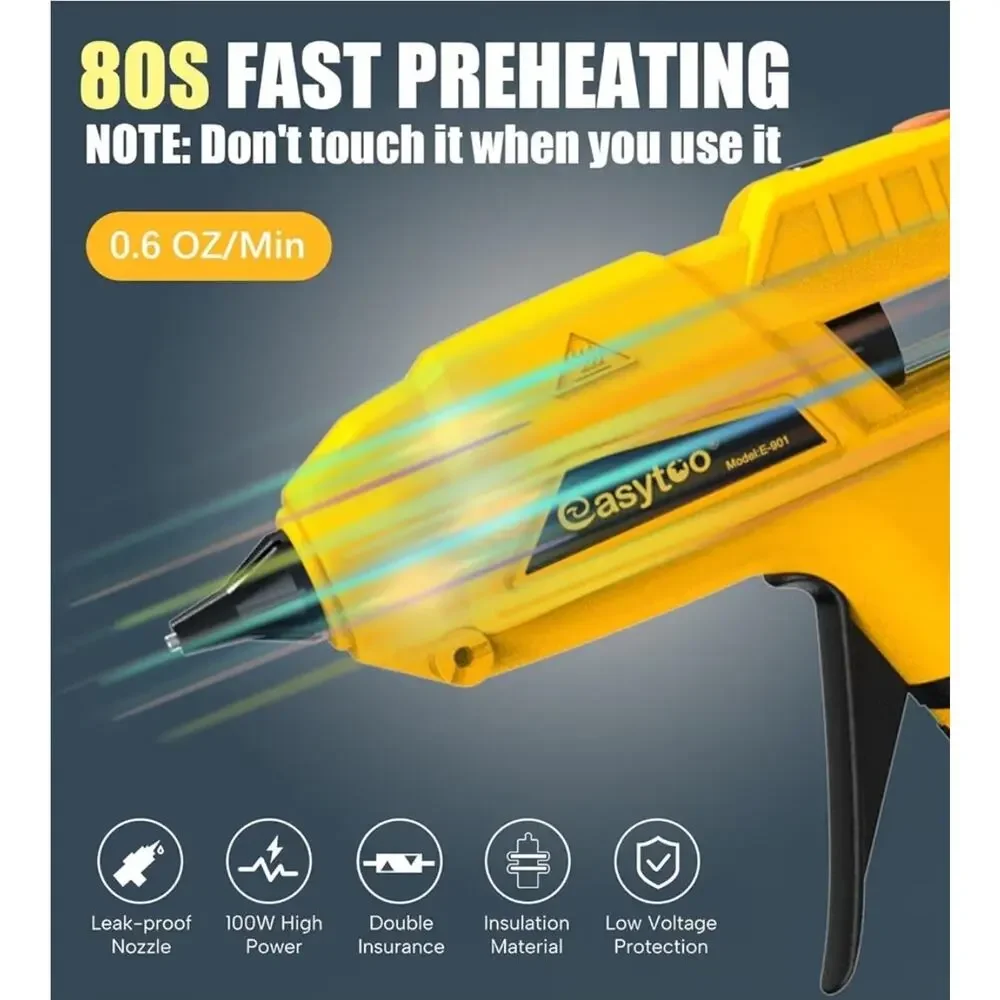 Cordless Glue Gun 100W for DeWalt 20V Battery, Tool Only & 10 Pcs 0.43